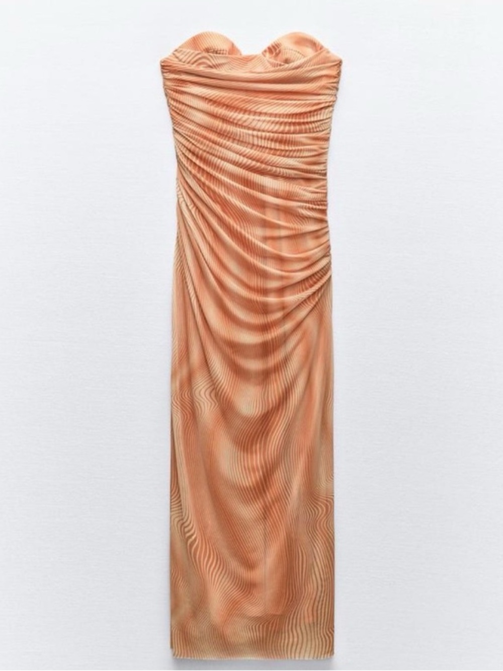 SOLD 💖 Zara Orange Strapless Mesh Tulle Maxi  Dress